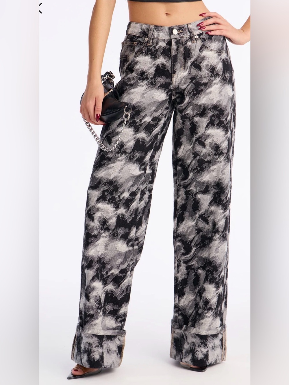 Abstract Wide-Leg Jeans